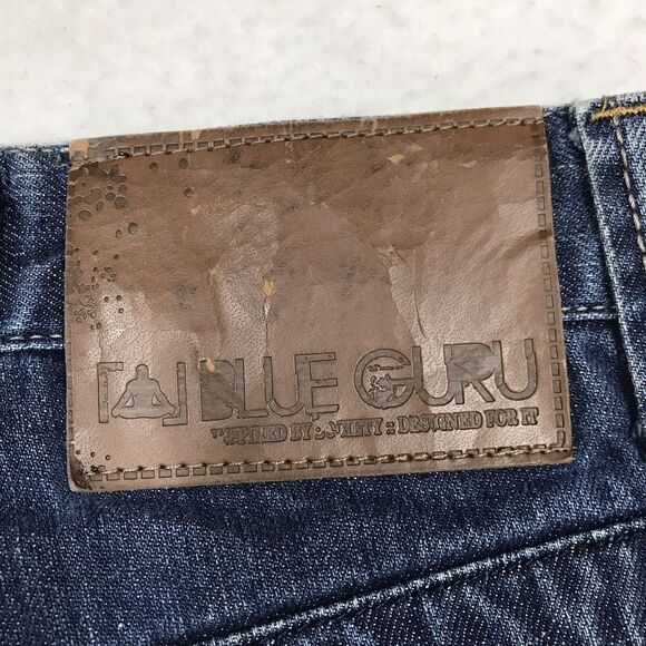 BLUE GURU Jeans Men 36/34 (34x32 actual) Blue Wide Leg Denim Flap Pocket - Picture 11 of 16